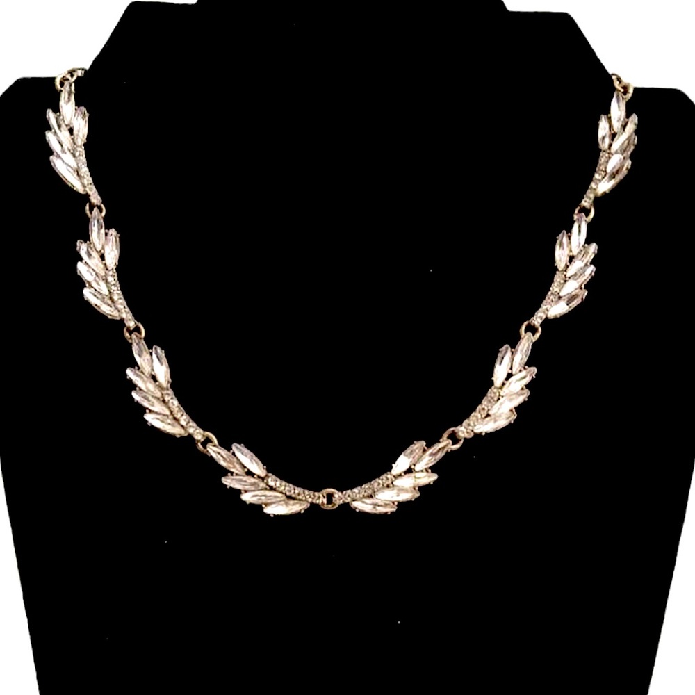 J.Crew Rhinestone Leaf Statement Necklace NWT - Picture 2 of 6